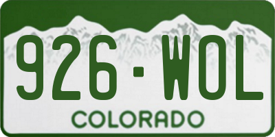 CO license plate 926WOL