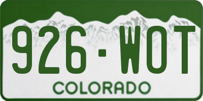 CO license plate 926WOT
