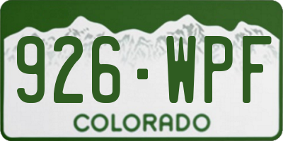 CO license plate 926WPF