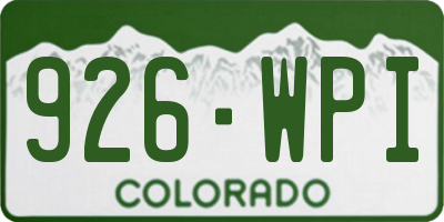 CO license plate 926WPI