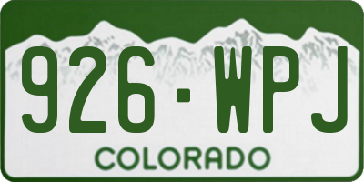 CO license plate 926WPJ