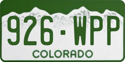 CO license plate 926WPP
