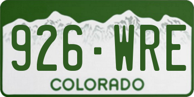 CO license plate 926WRE