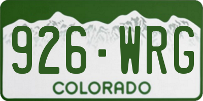 CO license plate 926WRG
