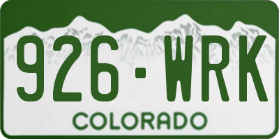 CO license plate 926WRK