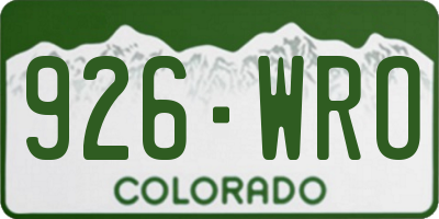 CO license plate 926WRO