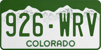 CO license plate 926WRV