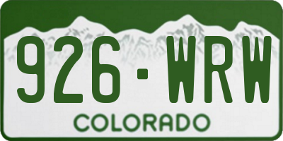CO license plate 926WRW