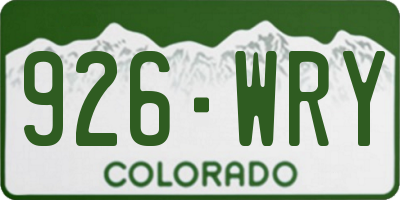 CO license plate 926WRY
