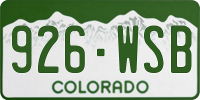CO license plate 926WSB