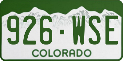 CO license plate 926WSE