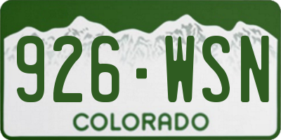 CO license plate 926WSN
