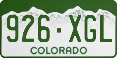 CO license plate 926XGL