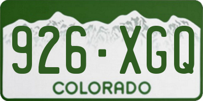 CO license plate 926XGQ