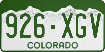 CO license plate 926XGV