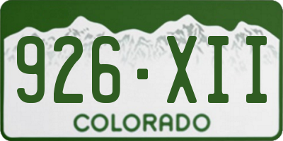 CO license plate 926XII