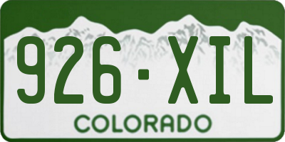 CO license plate 926XIL