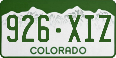 CO license plate 926XIZ
