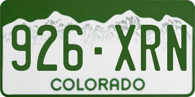 CO license plate 926XRN