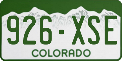 CO license plate 926XSE