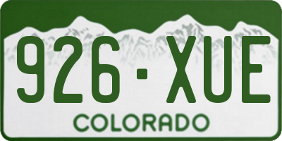CO license plate 926XUE
