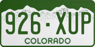 CO license plate 926XUP
