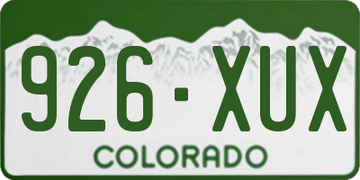 CO license plate 926XUX