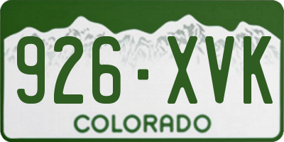 CO license plate 926XVK