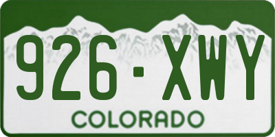 CO license plate 926XWY