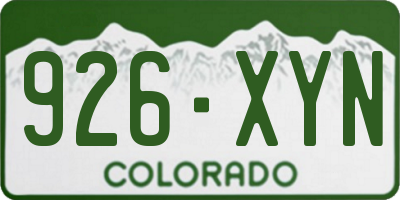 CO license plate 926XYN