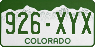 CO license plate 926XYX
