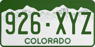 CO license plate 926XYZ