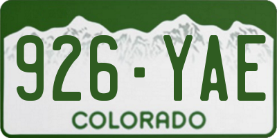 CO license plate 926YAE