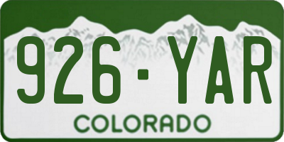 CO license plate 926YAR
