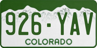 CO license plate 926YAV