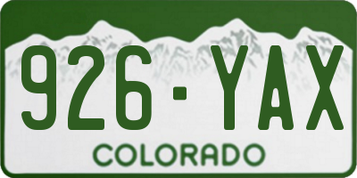 CO license plate 926YAX