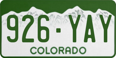 CO license plate 926YAY