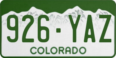 CO license plate 926YAZ