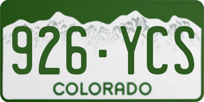 CO license plate 926YCS