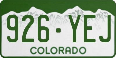 CO license plate 926YEJ