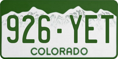 CO license plate 926YET
