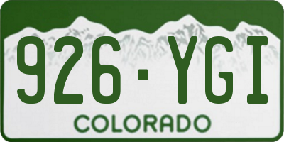 CO license plate 926YGI