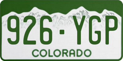 CO license plate 926YGP