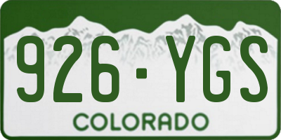 CO license plate 926YGS