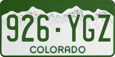 CO license plate 926YGZ