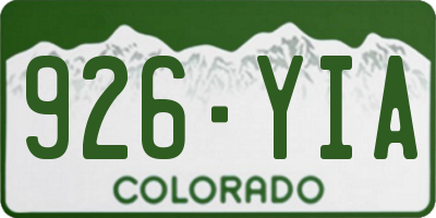CO license plate 926YIA