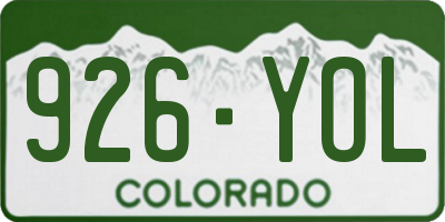 CO license plate 926YOL