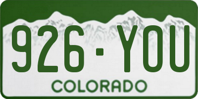 CO license plate 926YOU