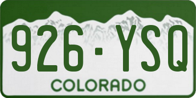 CO license plate 926YSQ