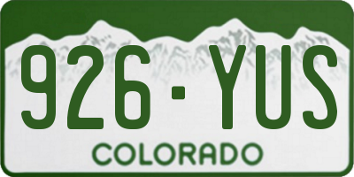 CO license plate 926YUS